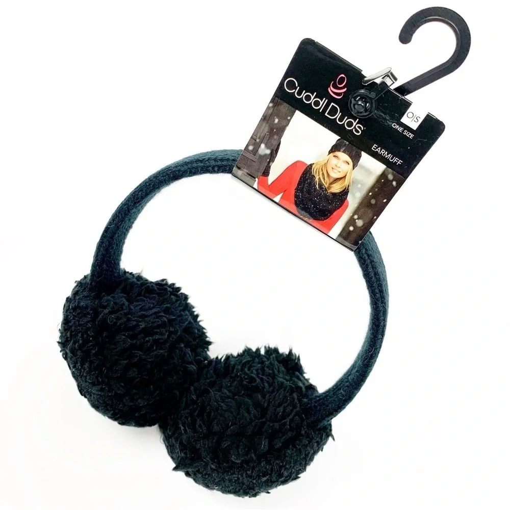 Cuddl Duds Black Glove & Ear Muff Set • Touchscreen Gloves • Winter Warm Bundle